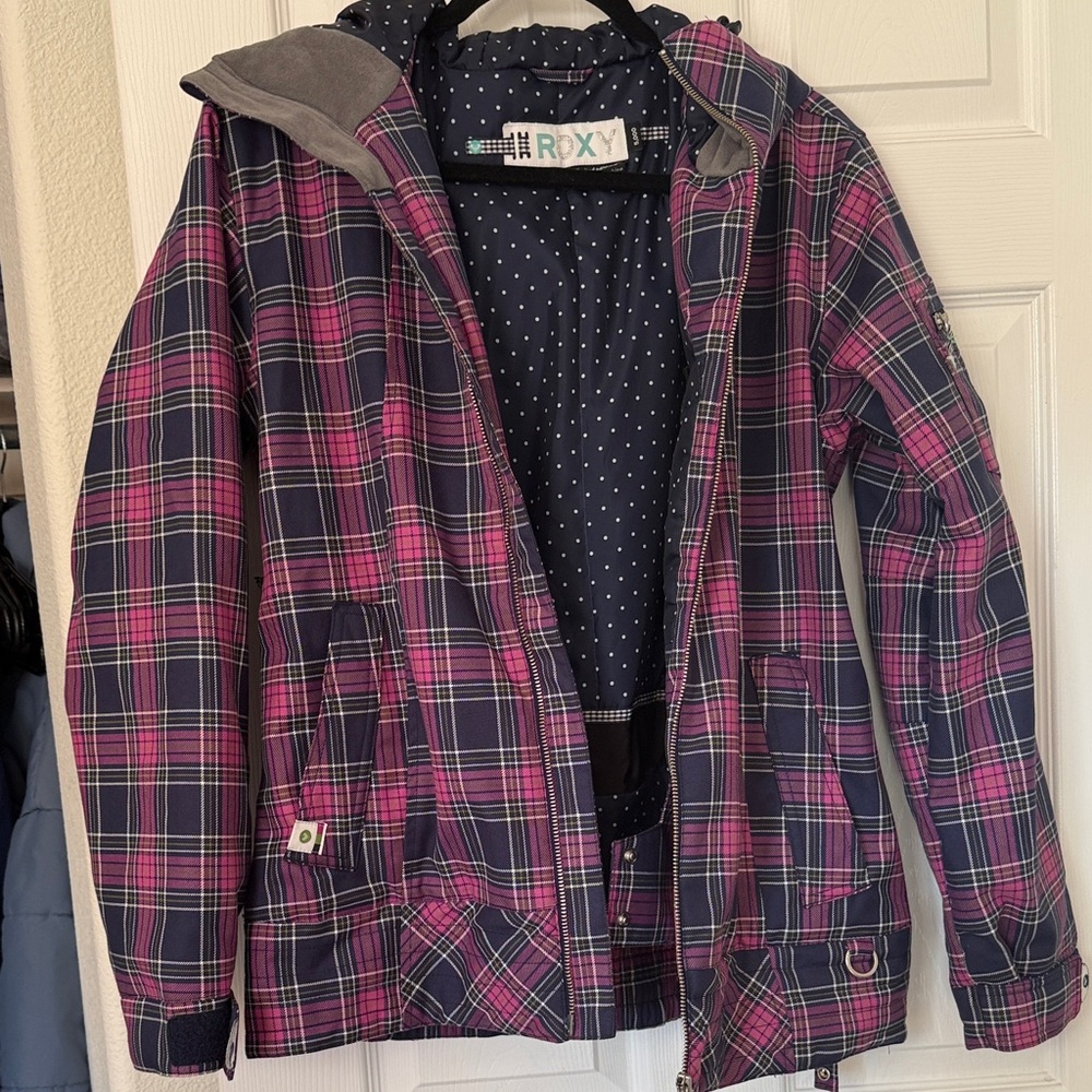Roxy Kids Plaid Ski/Snowboarding jacket - Pink and Navy